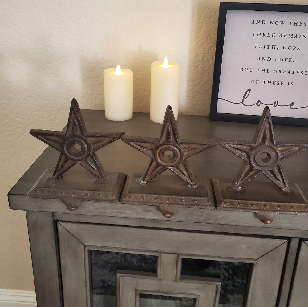 Vintage Cast Iron Rustic Star Stocking Holders